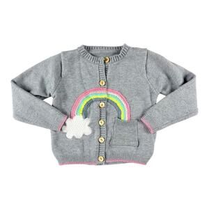 Rainbow Pocket Gray Button Up Cardigan Sweater 12-18 months